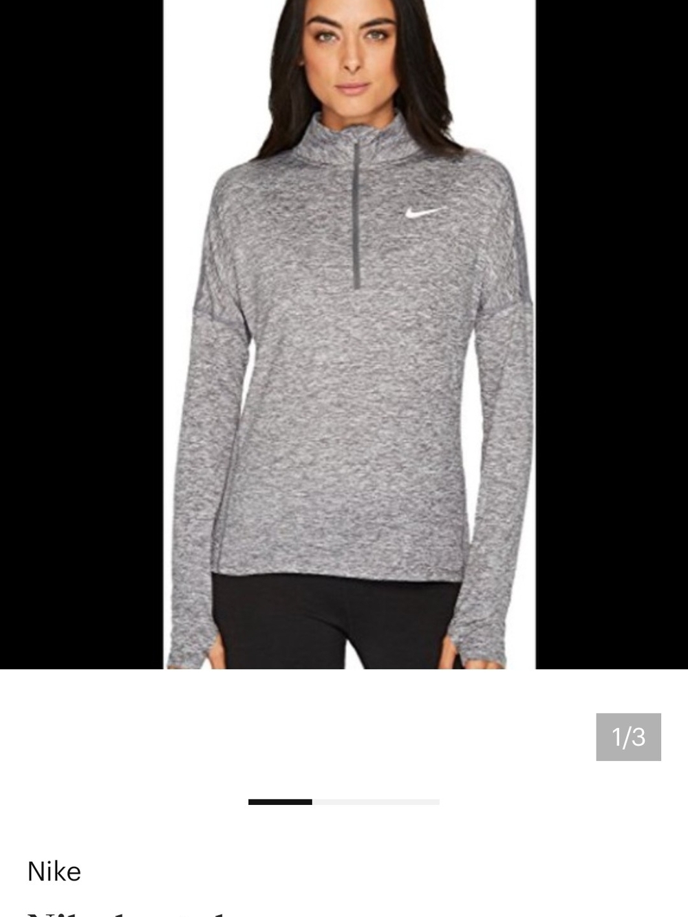 2 Nike Women's Gray & Black Half-Zip Long Sleeve Top